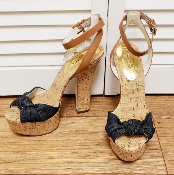 MICHAEL Michael Kors Shoes - 🚫SOLD{MichaelKors} Denim Stack Platform Cork Heel